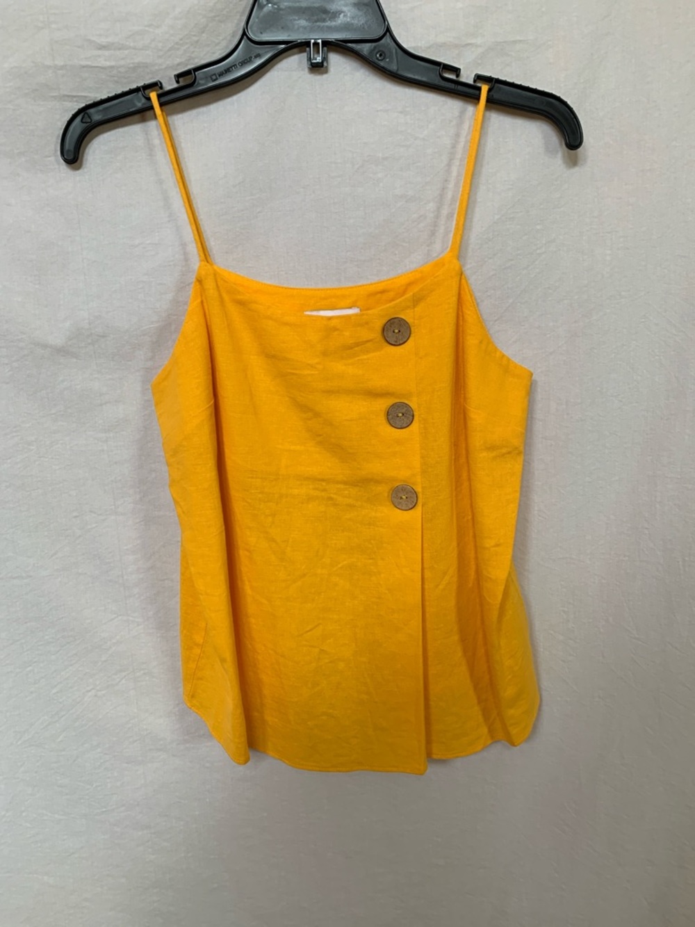Topshop Yellow Spaghetti-Strap Camisole with Button Detail Size 4 NWOT